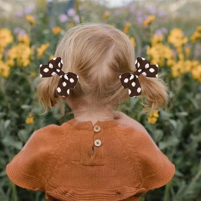 Baby Hair Clips for Girls, LeopardBaby Clip Bows, Toddler Girl Hair Accessories forKids Fully Lined Polka Dot Alligator ClipBarrettes,Packed in pairs[L]