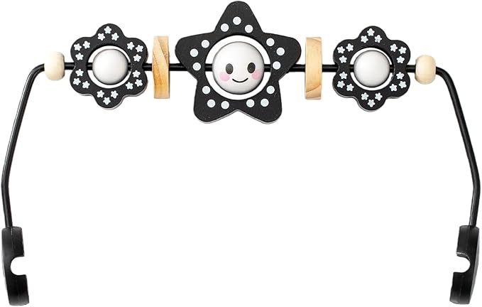 THE KENKYO Baby Bouncer Toy Bar Compatible with Baby Bjorn, Wooden Bouncer Toy Bar Attachment for Girls Boys, Funny Sensory Toy for Newborn to Toddler, Easy to Attach and Remove (Black)