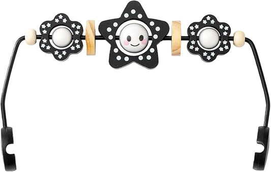 THE KENKYO Baby Bouncer Toy Bar Compatible with Baby Bjorn, Wooden Bouncer Toy Bar Attachment for Girls Boys, Funny Sensory Toy for Newborn to Toddler, Easy to Attach and Remove (Black)