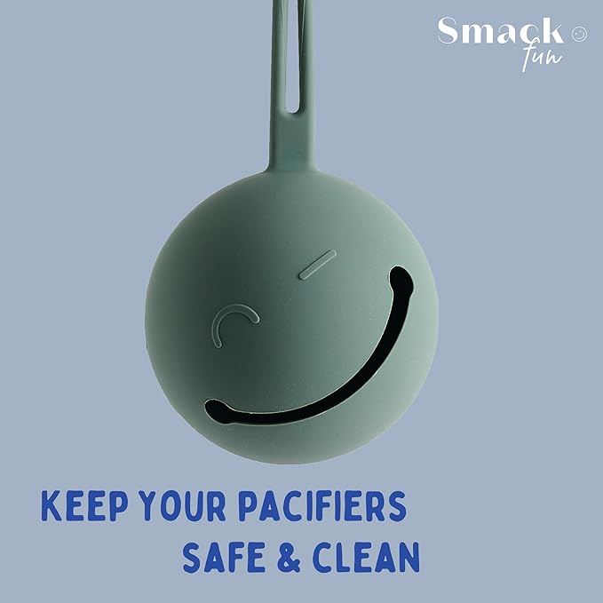 Smack Fun | Silicone Pacifier Holder Case | Pacifier case for diaper bag | Safe & Soft Material | Stain Resistant - Diaper Bag Essentials (Tradewinds)