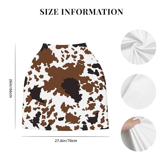 Brown Cow Print Baby Car Seat Covers, Cow Print Western Baby Stuff Multi-use Carseat Canopy for Boys and Girls Stretchy Infant Carseat Cover Shower Gifts