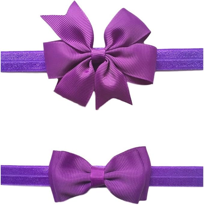 2pc/Set Baby Girls Grosgrain Ribbon Hairband Set Ribbon Bows Hair Tie Headband JB10