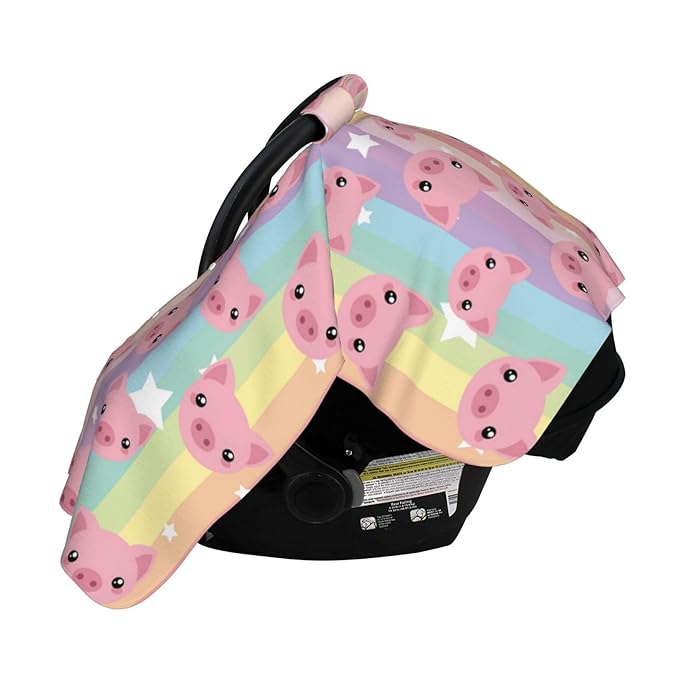 Pig Baby Car Seat Canopy Cover 39x27.5 Inches Multi Use Nursing Cover for Newborn Car Seat Canopy Mom Nursing Breastfeeding Covers Newborn Shower Gifts
