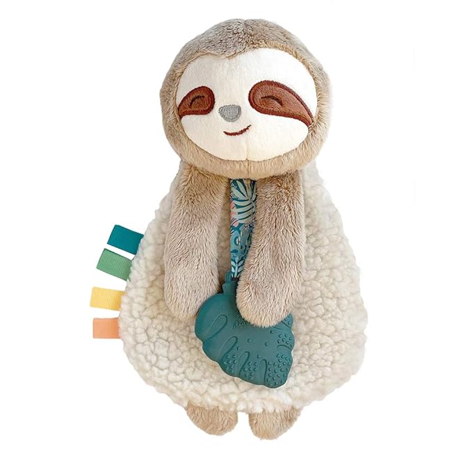 Itzy Ritzy - Itzy Lovey Including Teether, Textured Ribbons & Dangle Arms; Features Crinkle Sound & Linking Ring Set; Set of 8 Braided, Rainbow-Colored Versatile Linking Rings