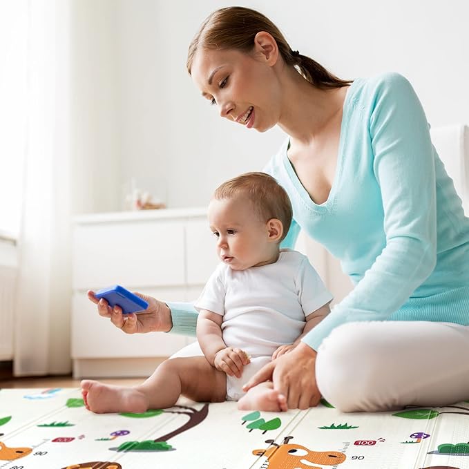 Mergren Baby Play Mat 79"×71", Extra Large Foldable Foam Floor Play Mat for Babies XPE Waterproof Crawling Mat, Anti-Slip,Toddlers, Infants, Reversible Playmat