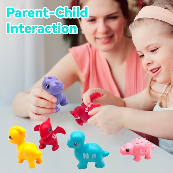 Alphabet Learning Toys, Dinosaur Color Matching Letter Game for Toddlers,Montessori Fine Motor Skills Preschool Learning Toys for 2 3 4 Years Old (26Pcs Dinosaur)