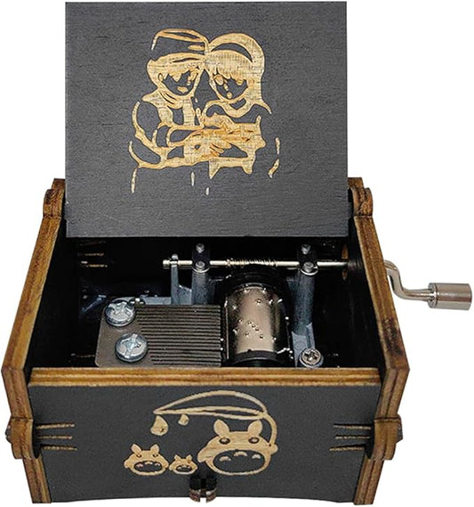 Howl's Moving Castle Wooden Music Box, Anime Theme Music Box, Anime Fan Wooden Hand Crank Music Box, Perfect for Kids, Birthday, Christmas, Halloween. (Howl's Moving Castle song)