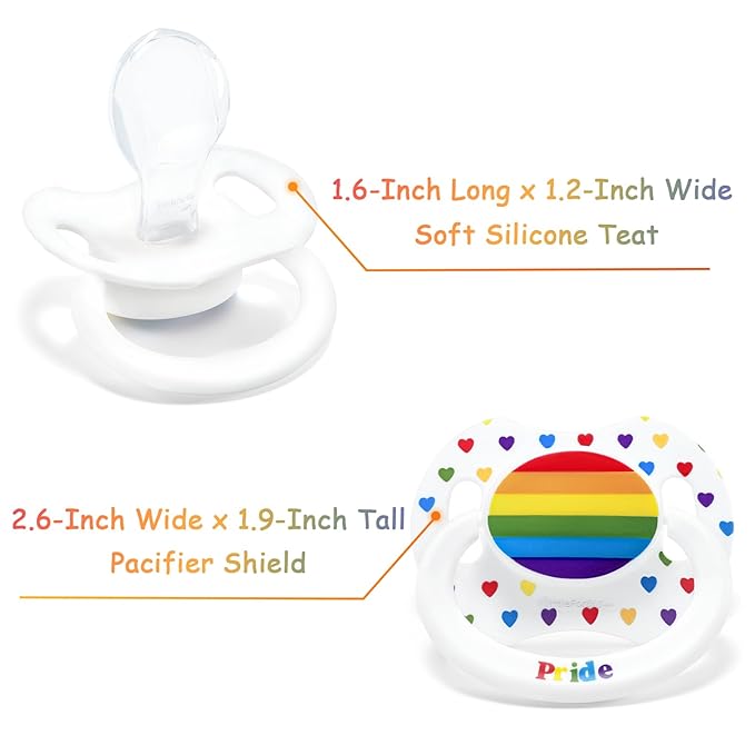 LittleForBig Bigshield Generation-II Adult Sized Printed Pacifier Rainbow Pride Pattern White