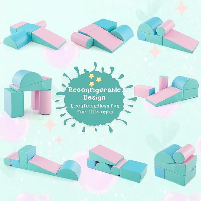Costzon 5 Pieces Climbing Toys for Toddlers, Soft Foam Block Play Structures Infants Climbers for Child Development, Waterproof Kids Climbing Toys Indoor for Preschool Baby