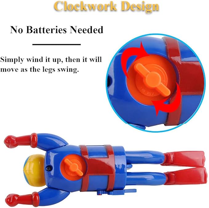 Wind-Up Diver Bath Toy for Toddlers – Clockwork Powered Swimming & Diving Frogman, Battery-Free Bathtub/ Pool Water Toy, BPA-Free Safe STEM Gift for Kids