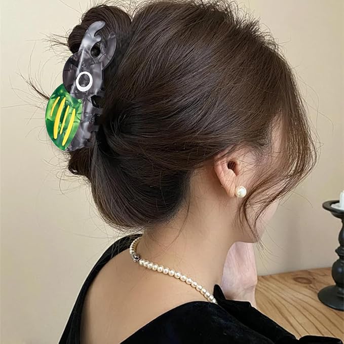 2 PCS Rhinoceros Beetle Hair Clip Fantasy Hair Claw Clip Acetate Barrettes for Thick & Thin Hair Medium Hair Clips Funny Animal Non-Slip Headdress Strong Hold Hair Accessories for Women & Girls