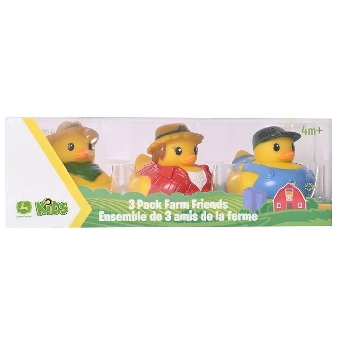 John Deere Rubber Duck - Collectible Farm Duckies in Assorted Cowboy & Farmer Inspired Styles - 3 Pack