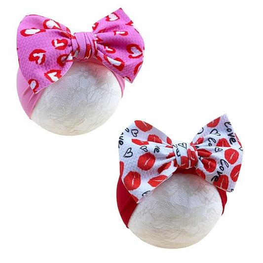 Baby Nylon Headbands Valentine's Day Baby Bows Stretchy Red Headbands for Newborns Infant Cute Hair Accessories (Y14, FZ)