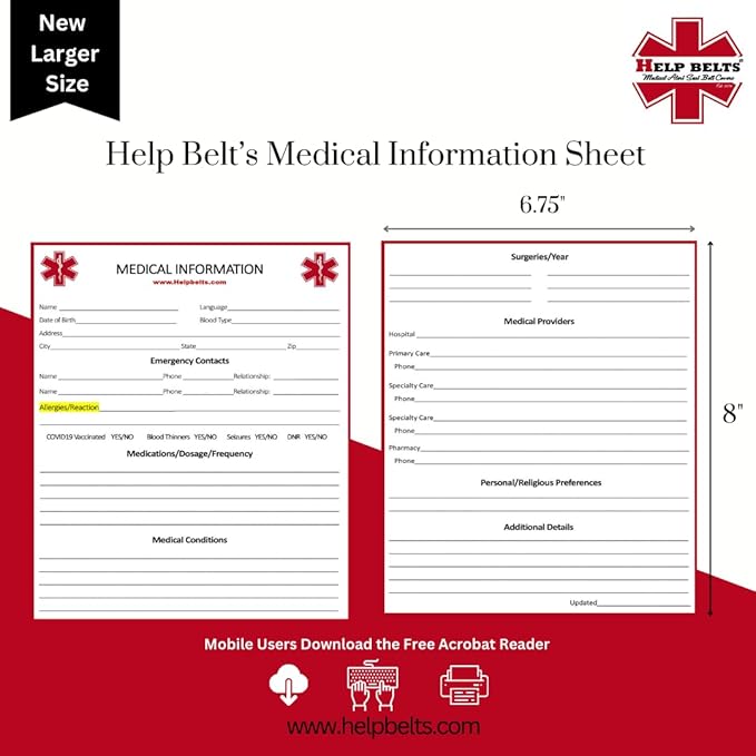 Autism Non-Verbal Awareness Medical Alert Seatbelt Cover for Kids and Adults (9”) with Emergency Information Form and Pocket by Help Belts. (Rainbow/White)