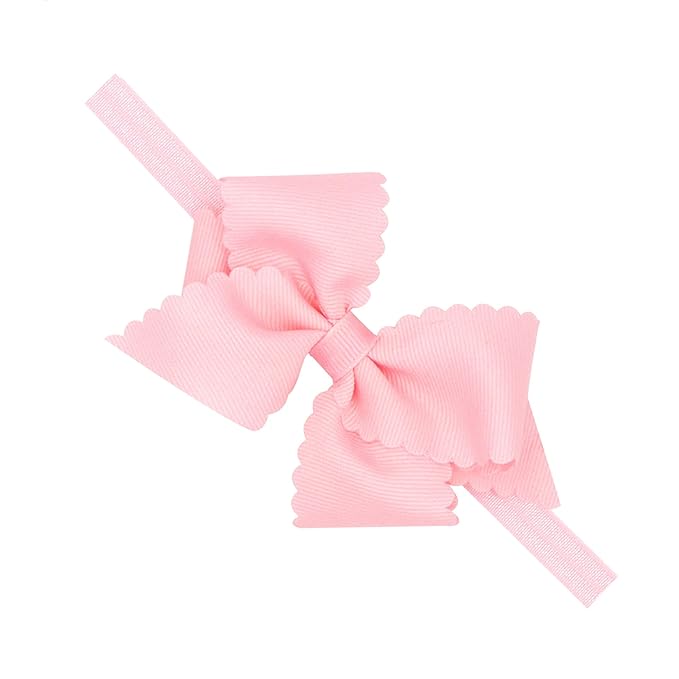Wee Ones Baby Girl's Extra Small Grosgrain Bow On Matching Elastic Band, 0-6 Months, Light Pink