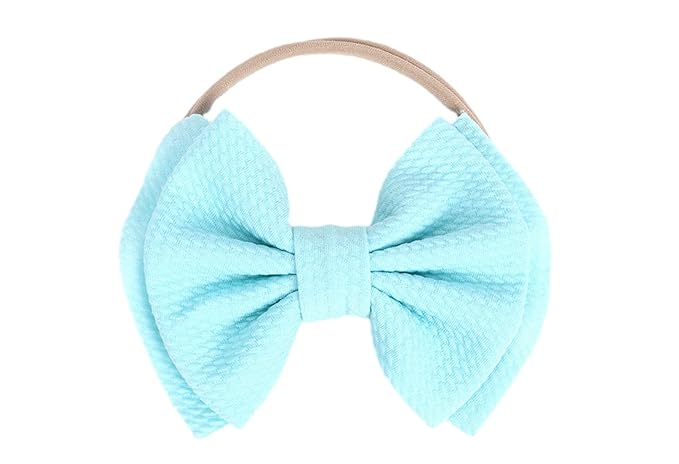 Baby Girl's 5 Inches Soft Double Bow-knot Nylon Headband Toddler Headdress for Photography Party Festivals (Blue)