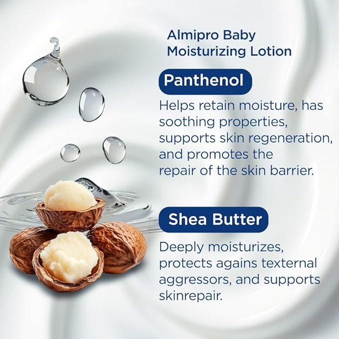 almipro Emollient Baby Daily Moisture Lotion with Panthenol and Shea Butter for Soft and Smooth Skin, 400 g - 14 Oz