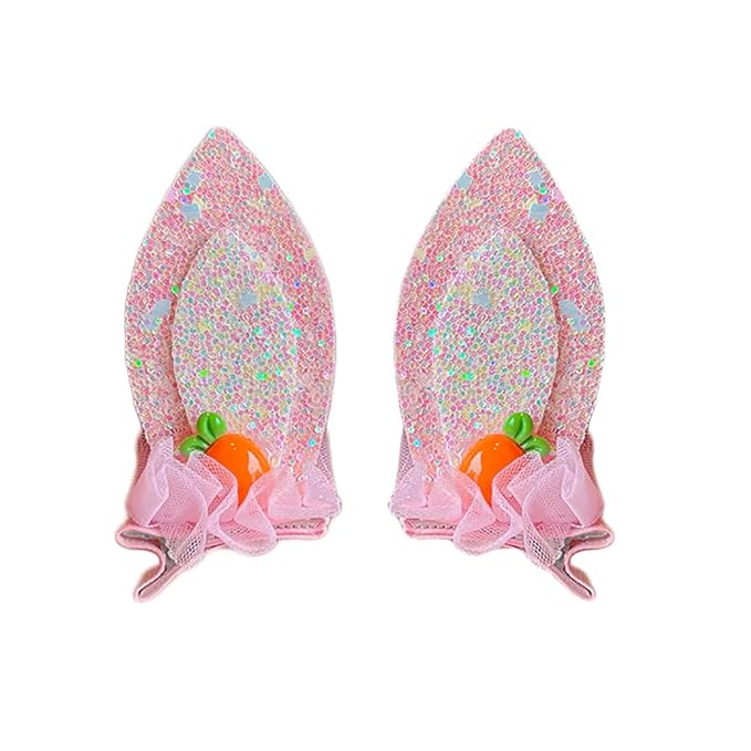 Baby Girls Carrot Hair Clips Pin Easter Bunny HairClips Carrot Hair Barrettes Pin JHE27 (Pink Ear)