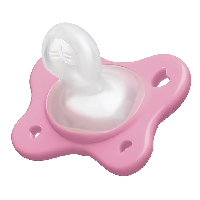 Chicco PhysioForma Dual Soft Orthodontic Pacifier for Babies 6-16 Months, 100% Soft Silicone, Supports Breathing, One-Piece Design, Included Sterilizing Case, BPA Free, 2-Pack, Grey/Dusty Rose
