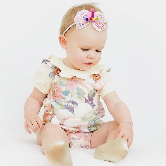 Baby Girls Pink Birthday Hair Bow Clip 1 2 3 4 5 6 Years Sprinkle Tulle Decorations Confetti Ice Cream Party Pink Hair Accessories for 1st Birthday