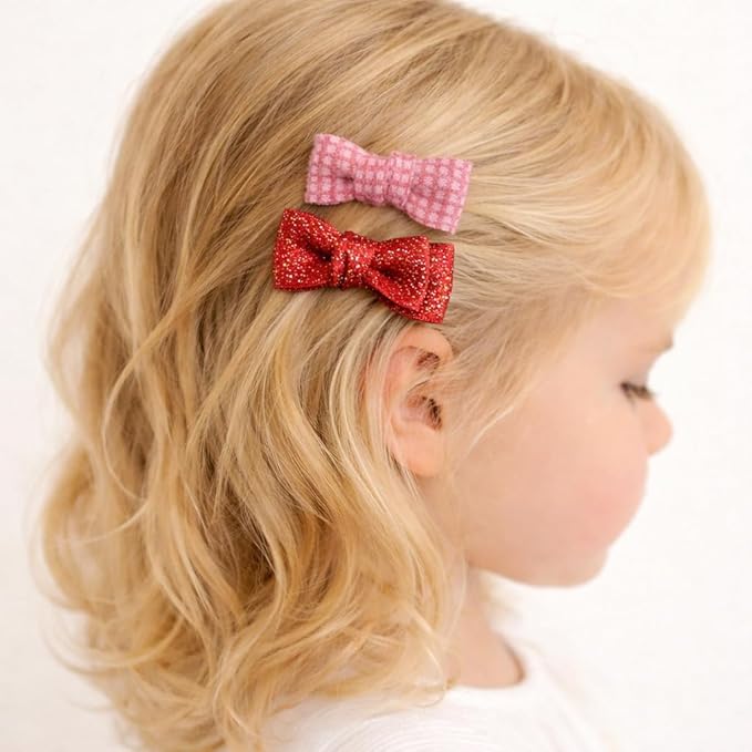 Baby Hair Clips Set, 10PCS Soft Fabric Hair Accessories for Toddlers, Mini Hair Bows for Daily Wear, School, Parties, Birthday Gifts (Red)