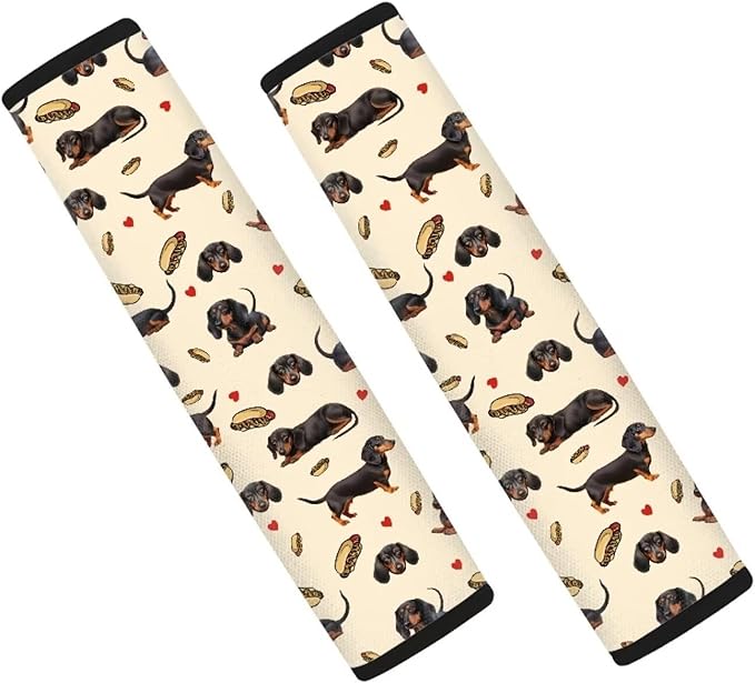 AFPANQZ Universal Safety Seat Belt Cover Cushion Fit Truck Vans Sedans SUVs Cute Dachshund Seat Belt Pad Cushion Comfortable Shoulder Protectors Pad