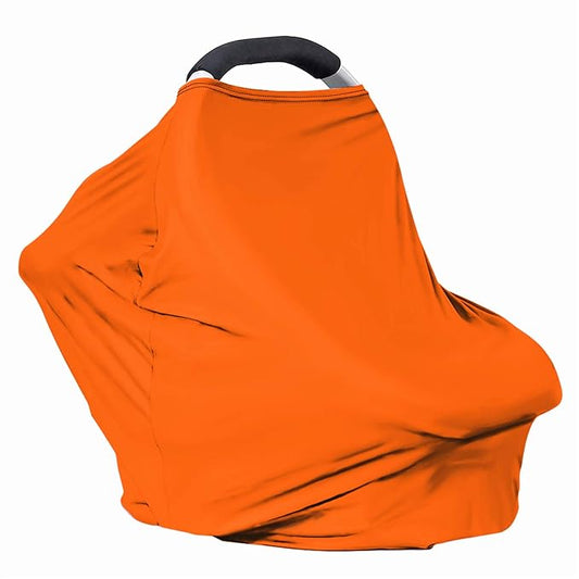 Solid Color Car Seat Nursing Breastfeeding Cover, Multi Use Cover Cozy Carseat Canopy Cover, Infant Babies Stroller Cover,Ultra Soft Stretchy Nurse Gifts Orange Breastfeeding Cover