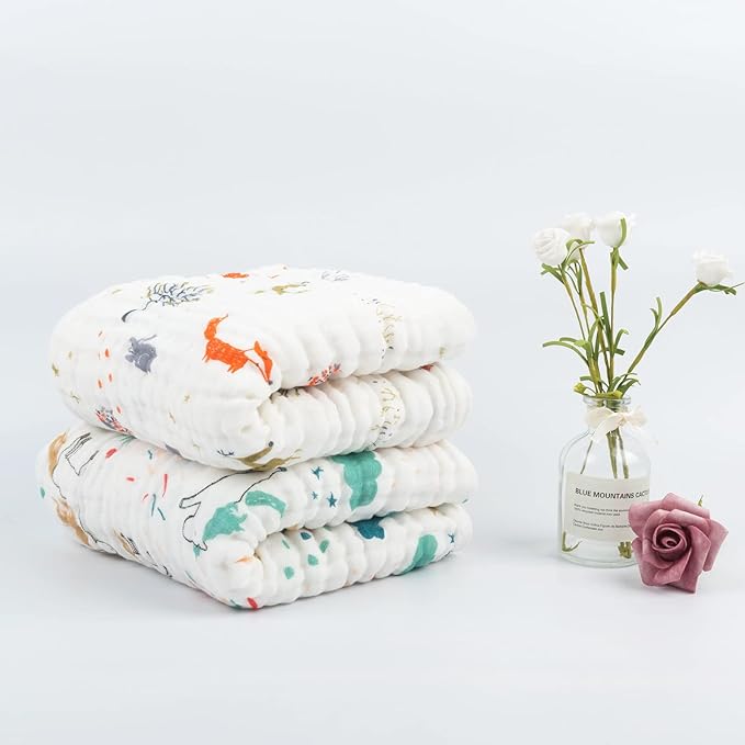 babygoal Baby Bath Towels 2 Pack, 100% Muslin Cotton Hooded Towel for Newborn,Toddler,Infant, Absorbent & Hypoallergenic Baby Gift for Boys Girls 35"x35" T0607