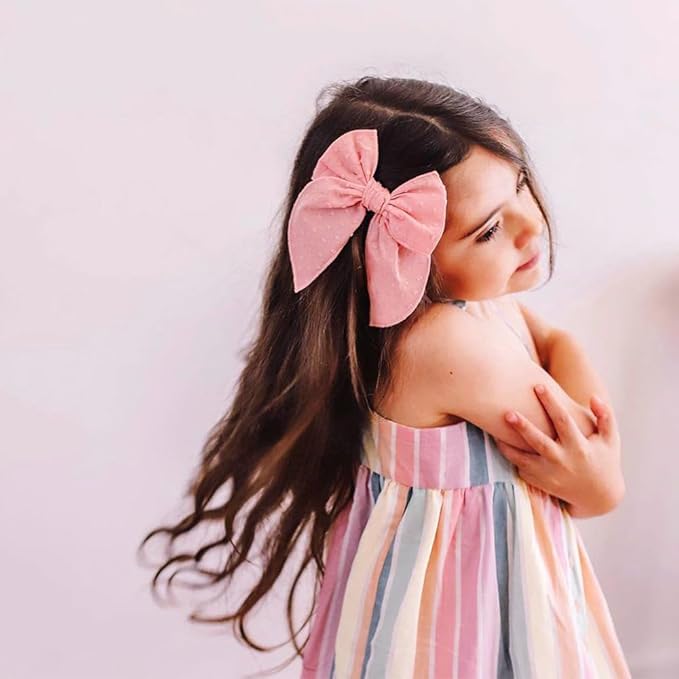 Pack of 4 Gorgeous Fable Bow Hair Clips for Girls Women Linen Hair Bow Alligator Clips Toddler Baby Mom Young Girl Hair Accessories (Blush/Mauve)