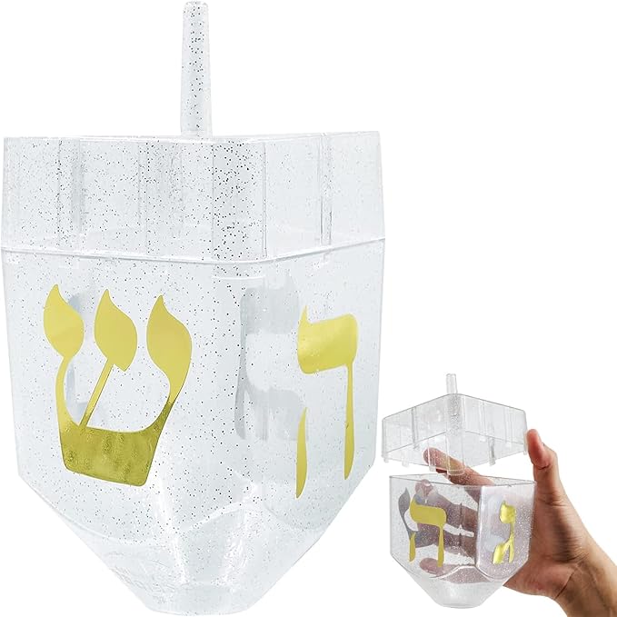 The Dreidel Company Jumbo Hanukkah Fillable 6.5" Inch Dreidel, Stands Straight on Table, Can Be Filled with Hanukkah Gelt or Any Hanukkah Item (50-Pack)