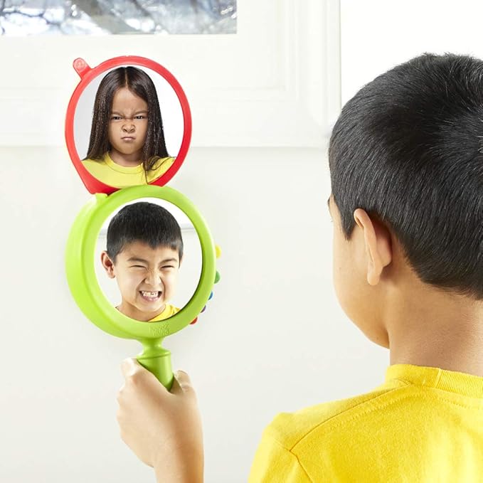 hand2mind See My Feelings Mirror, Play Therapy Toys, Mindfulness for Kids, Emotional Regulation Activities, Social Learning Supplies, Calm Down Corner Set, Set of 4
