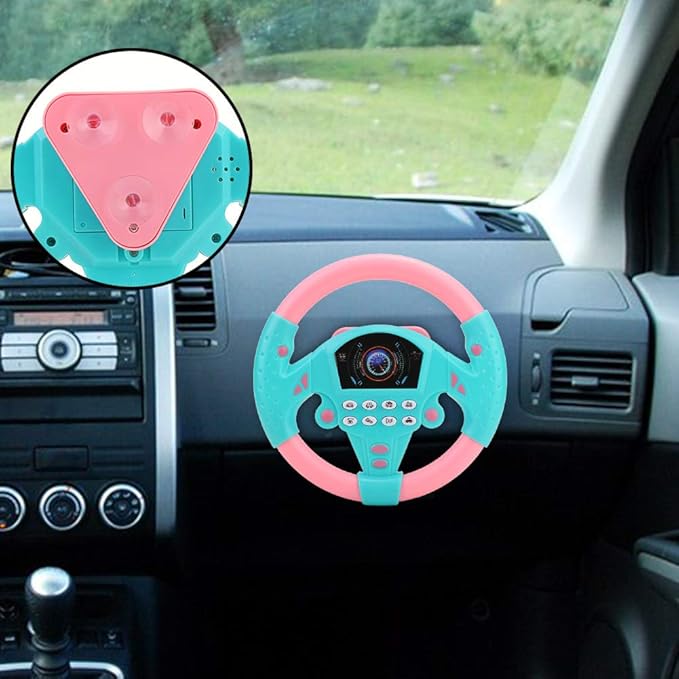 Steering Wheel Tool, Eco-Friendly Children Steering Wheel, Durable Someth Healthy Plastic Non-Toxic for 4-6 Years Old Infant Sense of Music Baby(Pink Blue)