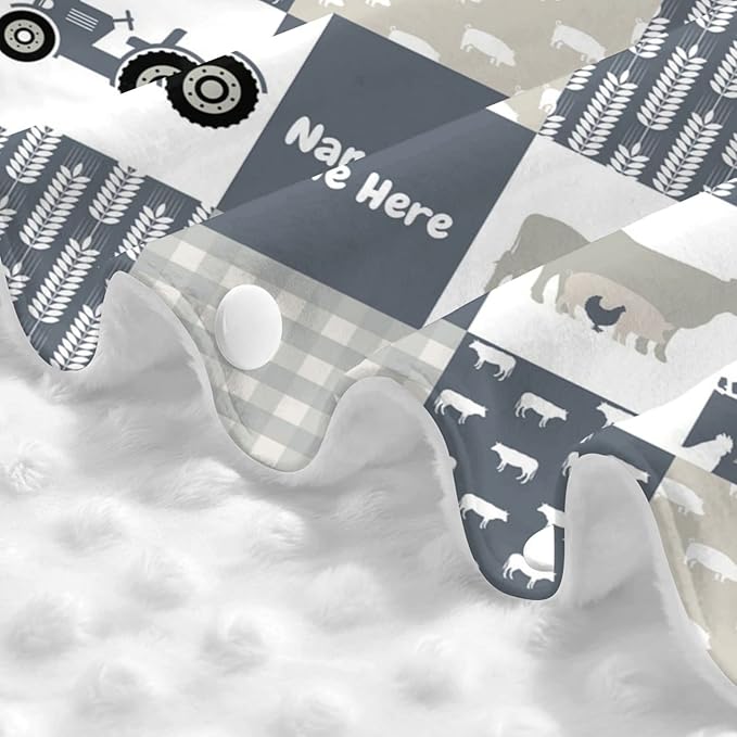 Personalized Farming Theme Truck and Cow Baby Infant Car Seats Canopy for Babies with Name, Multi-use Blankets for Baby Boys Girls, Peekaboo Minky Nursing Stroller Cover Canopies for Newborn