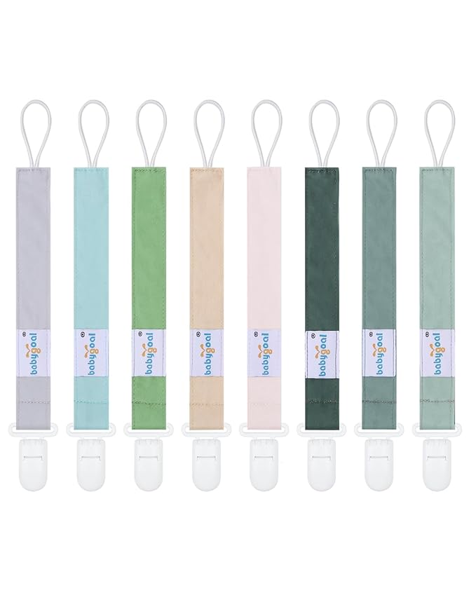 babygoal Baby Pacifier Clips 8 Pack, Pacifier Holder Clip Fits for Most Pacifier and Binkies-Neutral Color