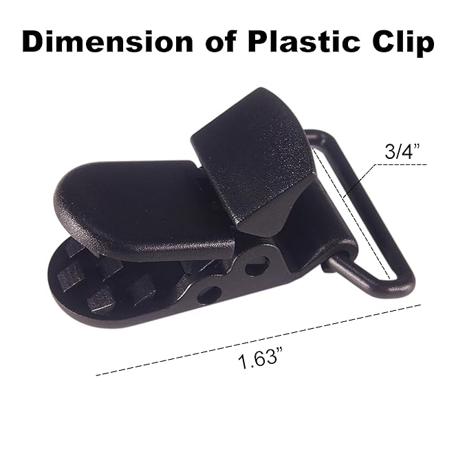 20-Pack Pacifier Clip Replacement Ends - BPA-Free Plastic Fasteners for DIY Baby Crafts, Sewing Bibs & Blankets Straps (3/4 Inch, Black)