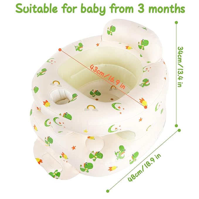 TDTOK Inflatable Baby Seat, Sit Me Floor Seat for Babies 3 Months Up, Inflatable Baby Chair with Fence & Built-in Air Pump for Home, Travel