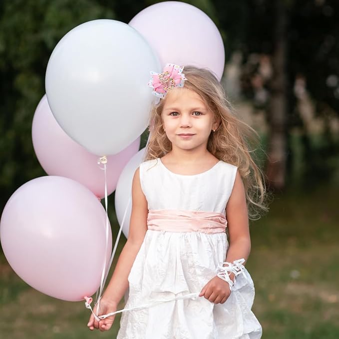 Birthday Hair Clips for Baby Girls - 2Pc Pink Sprinkle Bow Hair Clips for 5th Birthday Glitter Ice Cream Baby Bow Party Decorations for Girls Toddlers Hair Accessories (Pink-5 Years-Clips)