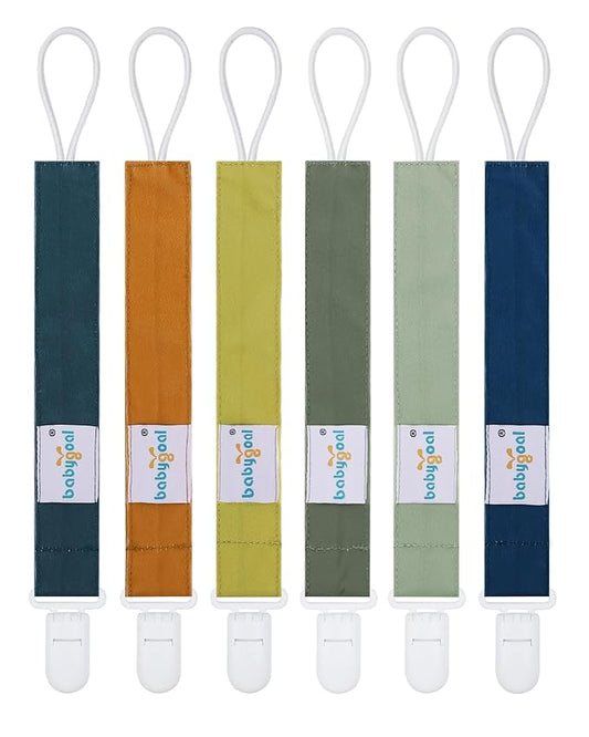 babygoal Neutral Pacifier Clips, 6 Pack Binky Paci Holder Leashes Fits for Most Baby Pacifiers and Binkies