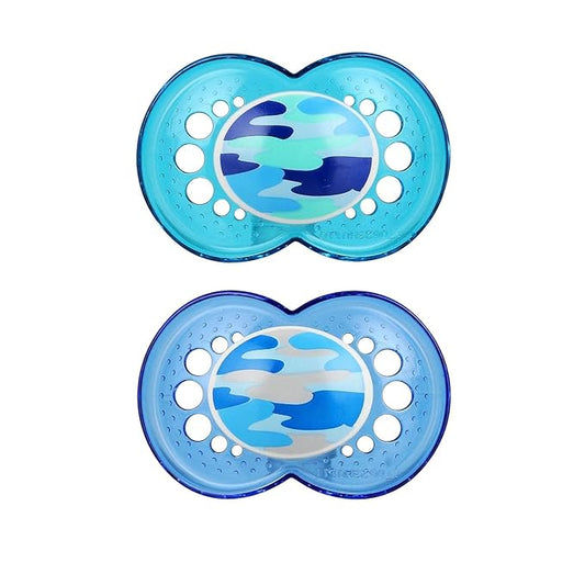 MAM Original Baby Pacifier, Nipple Shape Helps Promote Healthy Oral Development, Camo Boy, 16+ (Pack of 2)