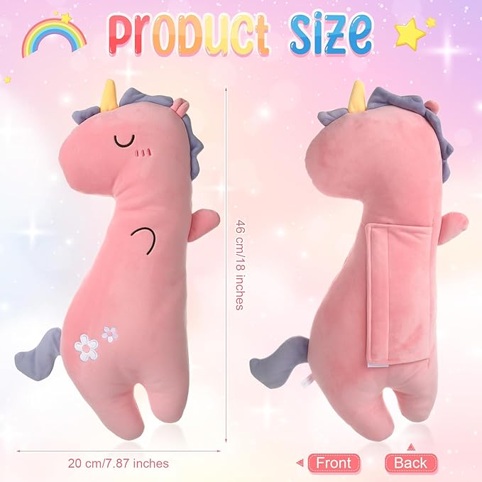 Lenwen 2 Pcs Seat Belt Pillow for Kids Cover for Boys Girls Seatbelt Cushion Pillow for Toddler Car Strap Covers for Travel Sleep Neck Head Support Pad(Pink,Unicorn)