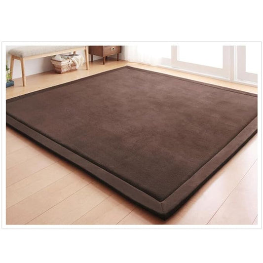 Loartee Nursery Rug Coral Velvet Crawling Rugs Mat Area Rugs Play Crawling Mat(4'11"x6'7", Coffee) for Toddler Children Play Mat Yoga Mat Exercise Pads Carpet