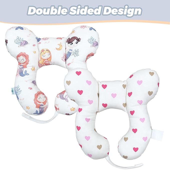 Baby Neck Pillow, U-Shape Pillow for Car Seat and Stroller Use, Soft Lightweight Pillow for Babies and Toddlers (Mermaid)