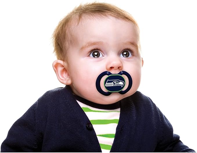 Baby Fanatic Infant Pacifier 2-Pack - Seattle Seahawks Official NFL Baby Gear, Orthodontic Silicone