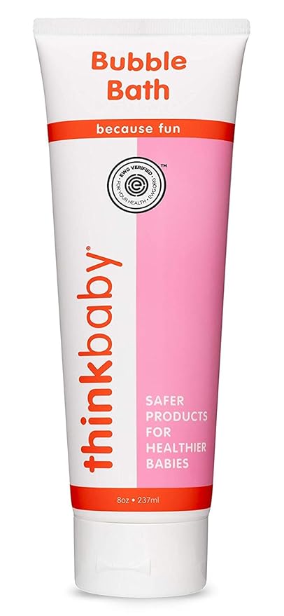 Thinkbaby EWG Verified Bubble Bath For Baby, Kid & Adult, Free of Parabens, Phthalates, 1,4 Dioxane & Toxic chemicals, Ingredient Safety Transparency, 8 Oz