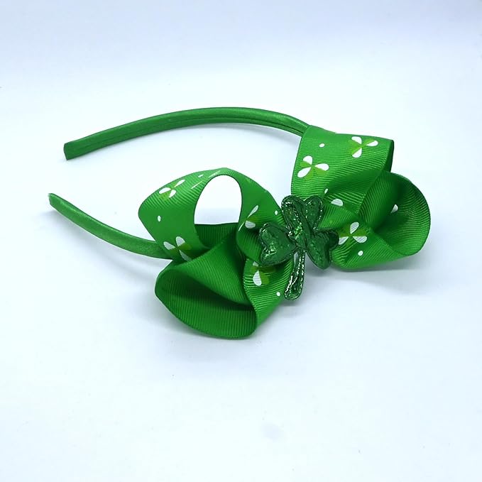 7PCS Lucky Shamrock Hair Accessories - Hair Bows Clips and Costume Accessories for Girls and Women