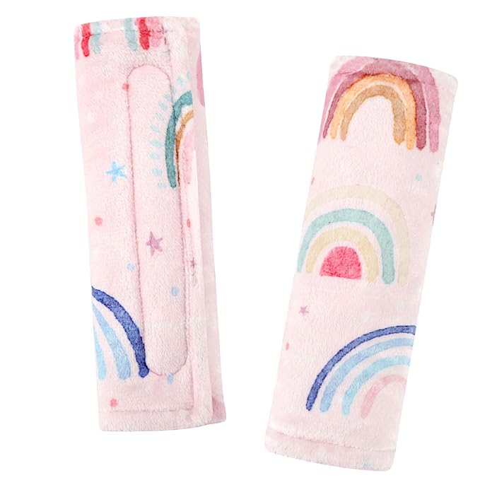 Carseat Strap Covers for Babies, Soft Seatbelt Covers for Kids, Reversible Baby Car Seat Strap Covers, Size: 6.5 x 6.5 inch, for Baby Car Seat, Stroller, Swing, High Chair, Rainbow