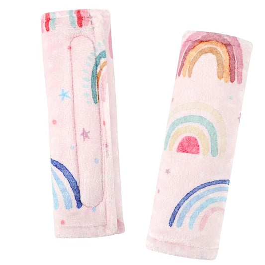 Carseat Strap Covers for Babies, Soft Seatbelt Covers for Kids, Reversible Baby Car Seat Strap Covers, Size: 6.5 x 6.5 inch, for Baby Car Seat, Stroller, Swing, High Chair, Rainbow
