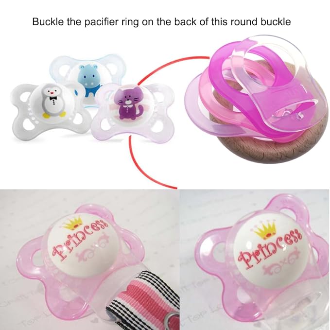 4Pcs Pacifier Adapter Rings Silicone Rings for Pacifier Clip Button Soother Dummy Pacifiers Holder Newborn Gift Safe for Baby (Girl's Color)