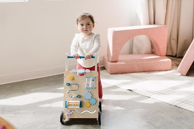 Beright Wooden Baby Walker, Wooden Baby Push Walker, Learning Activity Toys, Baby Push Toy Multiple Activities Center, Gift for Birthday, Christmas and New Year