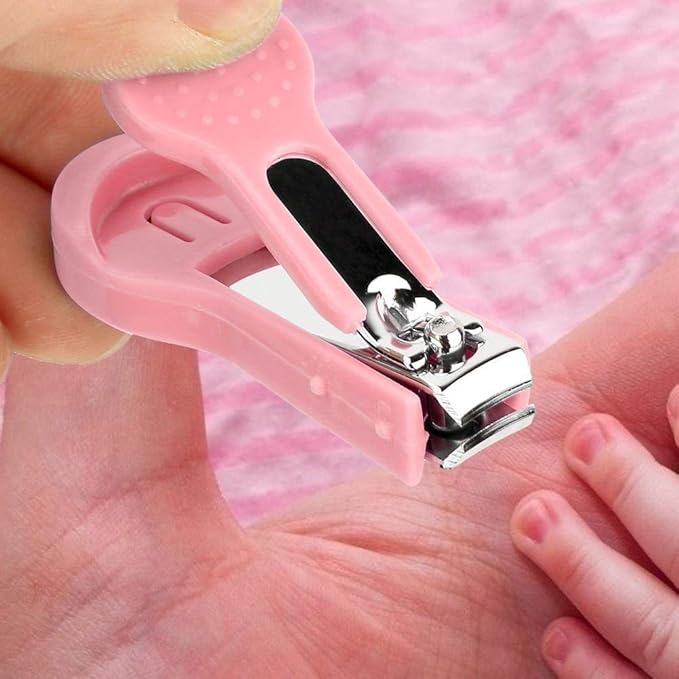 Baby Nail Kit, Baby Nail Care Set 4-in-1 Including Baby Nail Clipper, Scissor, Nail File & Tweezers, Baby Manicure Kit and Pedicure Kit for Newborn, Infant & Toddler (Pink)